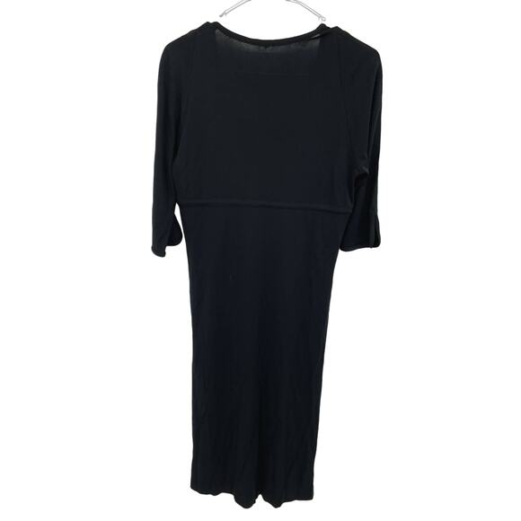 Bottega Veneta Black Midi Dress with Waist Tie Low Neckline Size 40 - Picture 3 of 6